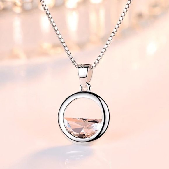 925 Sterling Silver Crystal Water Necklace - Picture 5 of 6
